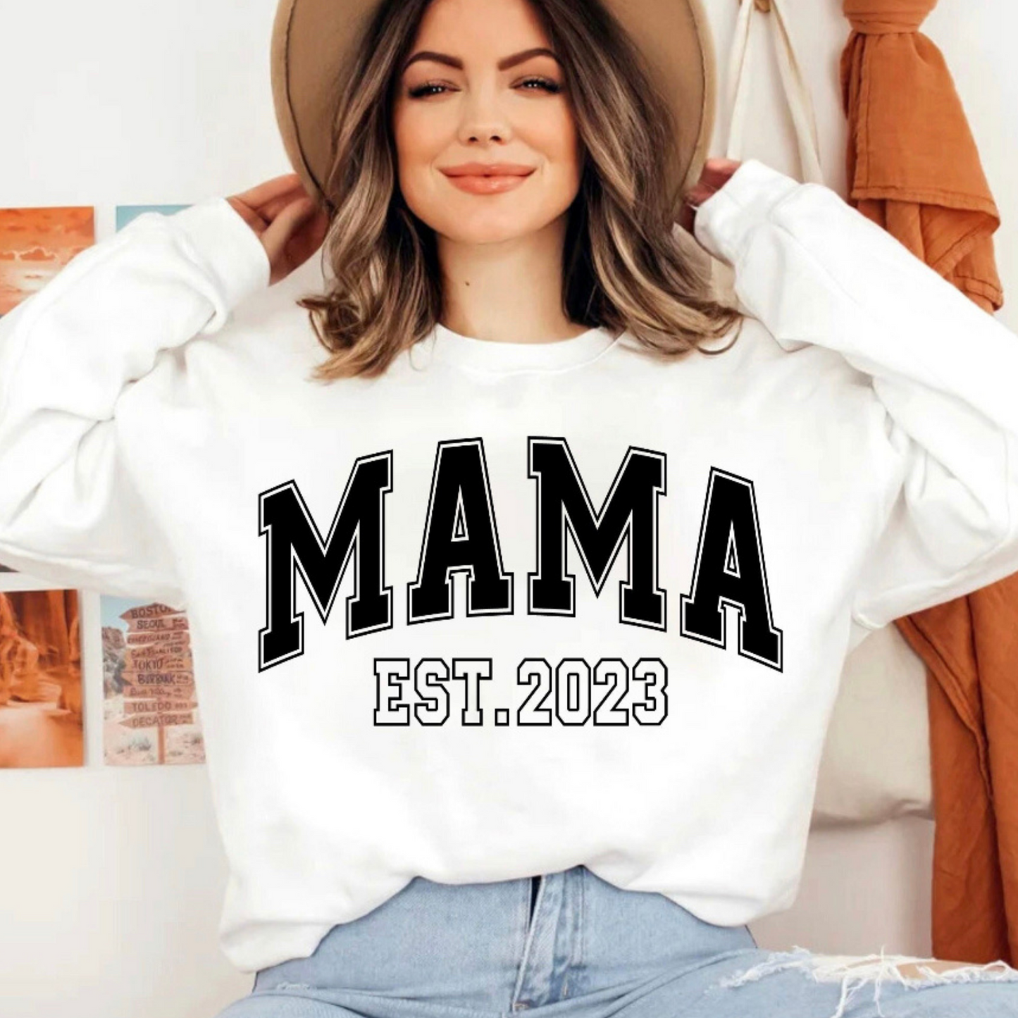 Custom Mama With Year Sweatshirt