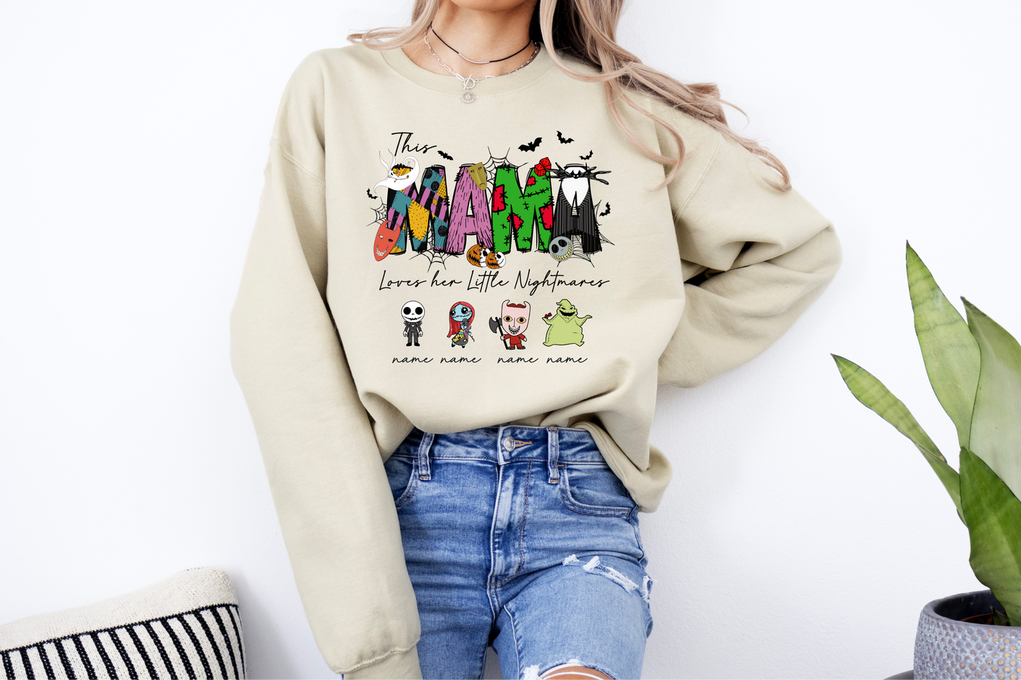 Custom Mama Of Her Nightmares Crewneck Sweatshirt