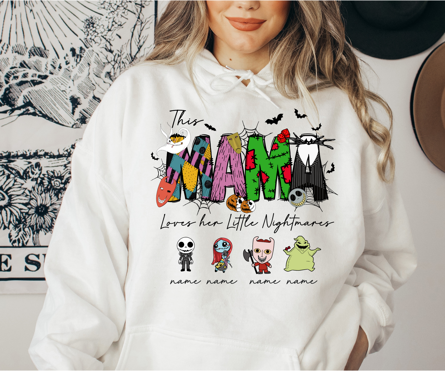 Custom Mama Of Her Nightmares Hooded Sweatshirt